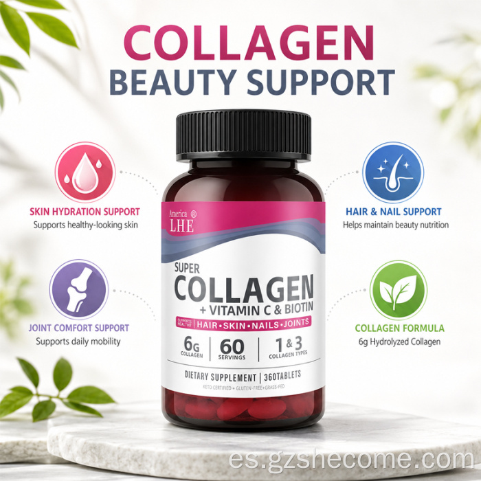 Shecome Super Collagen Tablets Piel Cabello Uñas Soporte